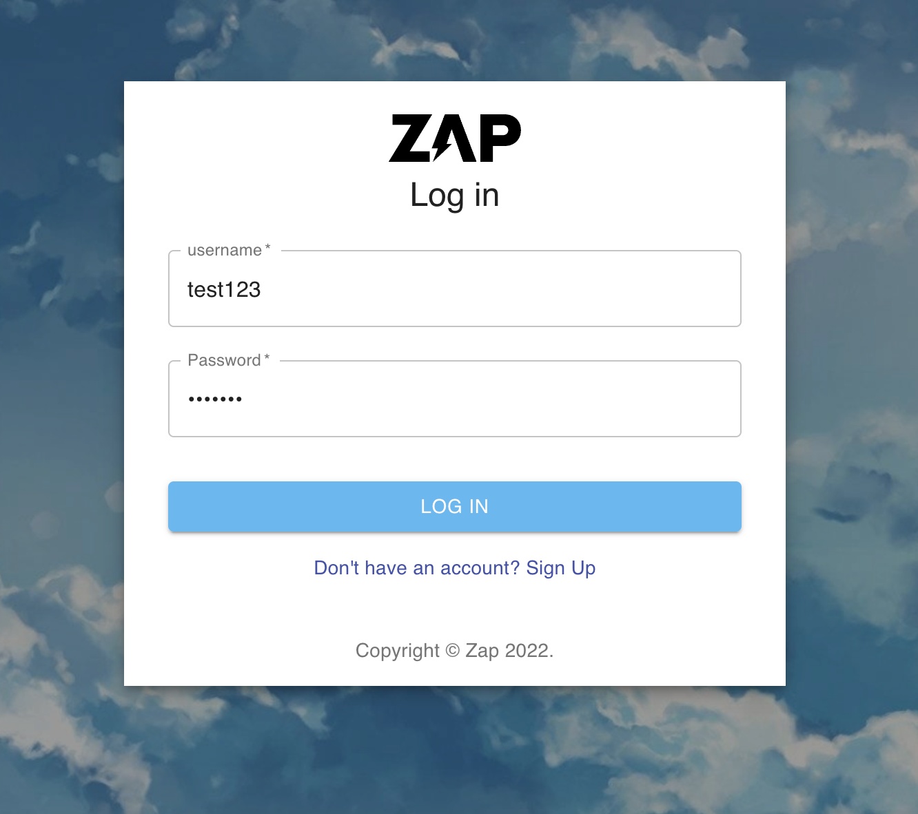 A mockup of Zap